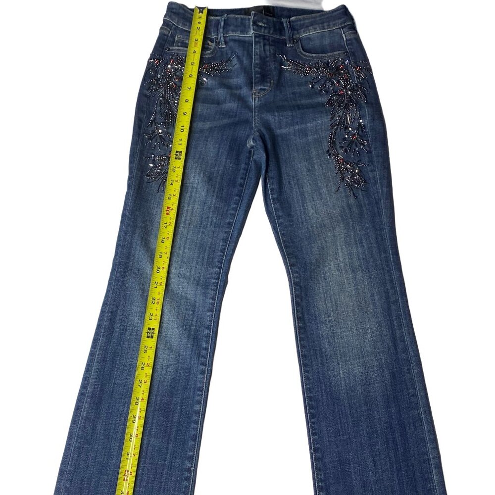 NWT White House Black Market High-Rise Slim Boot Beaded Embroidered Jeans Size 0